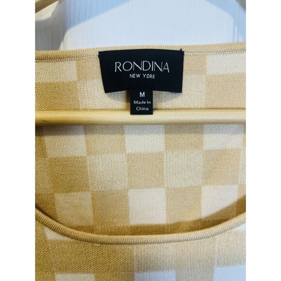 Rondina Gingham Sleeveless Knit Tank Top Medium Tan Cream Silk Blend MSRP $225 - Picture 2 of 7